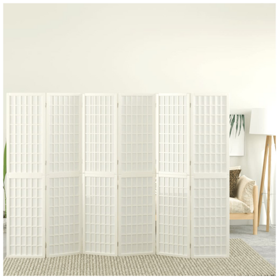 Folding 6-Panel Room Divider Japanese Style 240x170 cm White