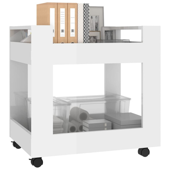Desk Trolley High Gloss White 60x45x60cm