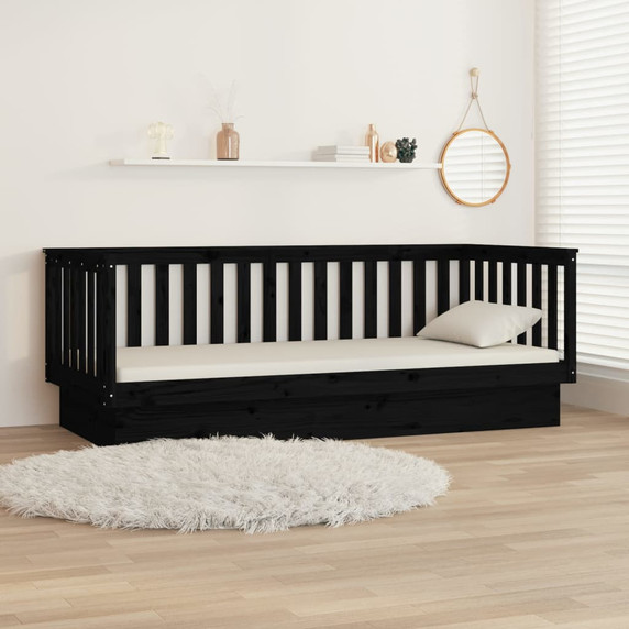 Day Bed Black Solid Wood Pine