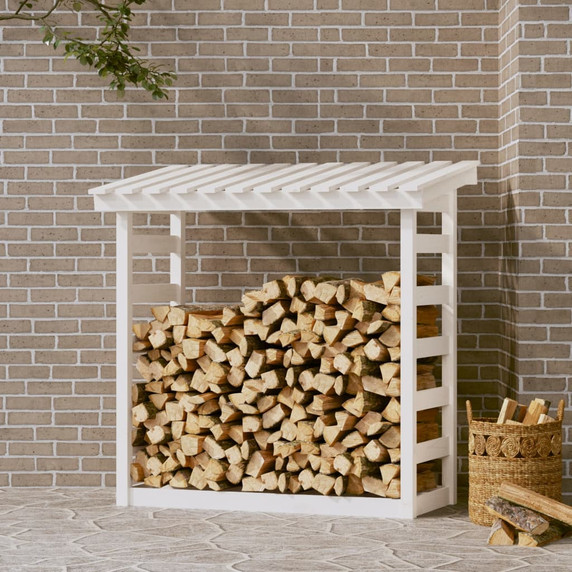 Firewood Rack White 108x64.5x110 cm Solid Wood Pine