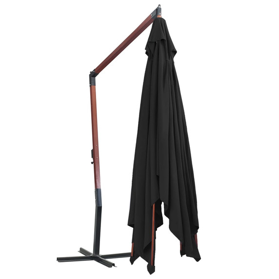 vidaXL Hanging Parasol with Wooden Pole - 400x300cm, Black/Blue