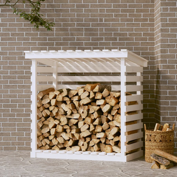 Firewood Rack White 108x73x108 cm Solid Wood Pine