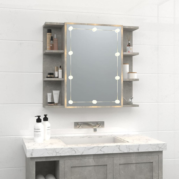 Mirror Cabinet with LED Concrete Grey