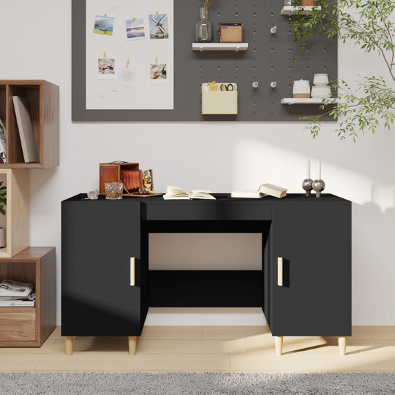 vidaXL Desk Black 140x50x75 cm Engineered Wood