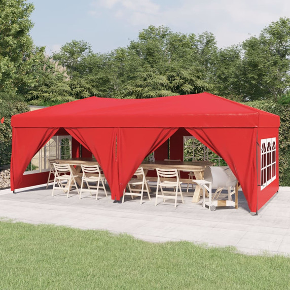 Folding Party Tent with Sidewalls Red 3x6m