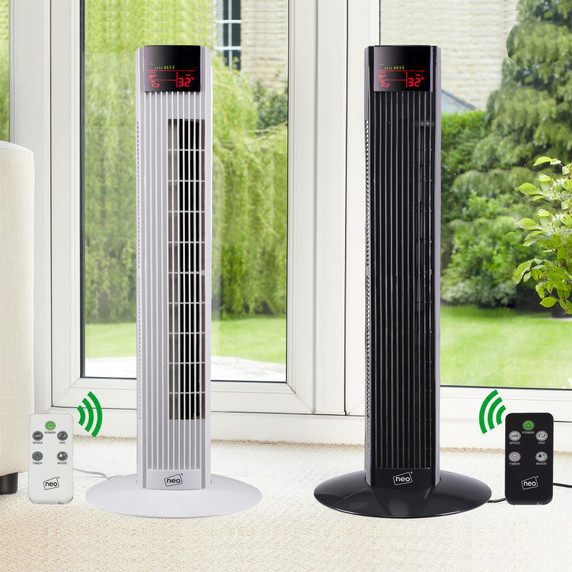 Neo 36" Free Standing 3 Speed Tower Fan with Remote Control - Cool Breeze in Black or White