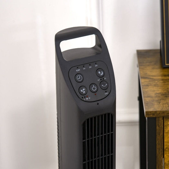 HOMCOM Oscillating Tower Fan Cooling with Remote and 4H Timer - Customizable Settings, 75° Oscillation, Slim Design - Ideal for Home and Office
