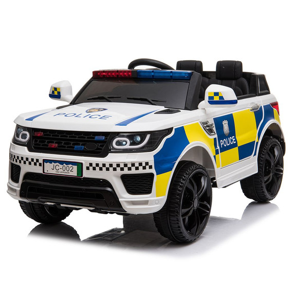 LEADZM Dual Drive 12V 7A.h Police Car with 2.4G Remote Control (White) - Rechargeable ride-on police car for children 3-8 years old