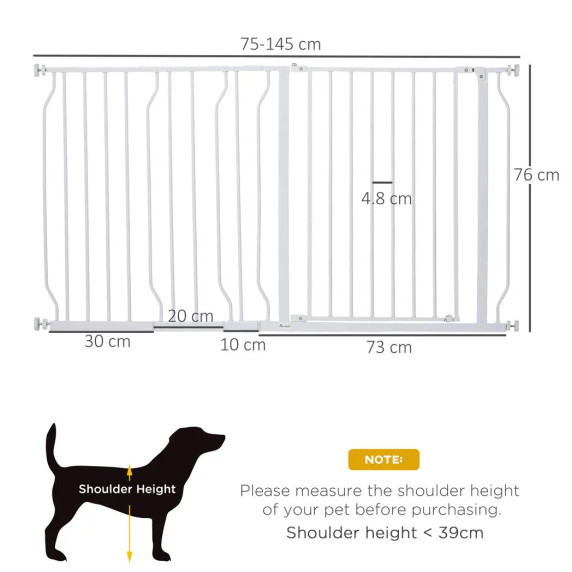 Pet Safety Gate Dog Barrier Dog Metal Pet Barrier, for Doorways - White
