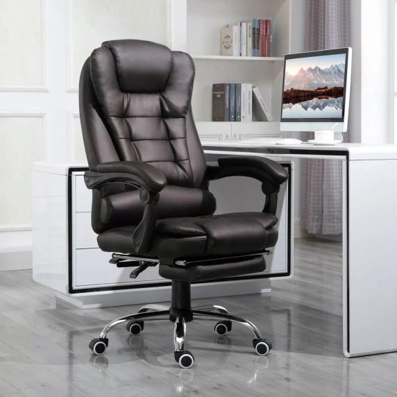 High Back Executive Office Chair Reclining Computer Chair w/ Swivel Wheel Brown