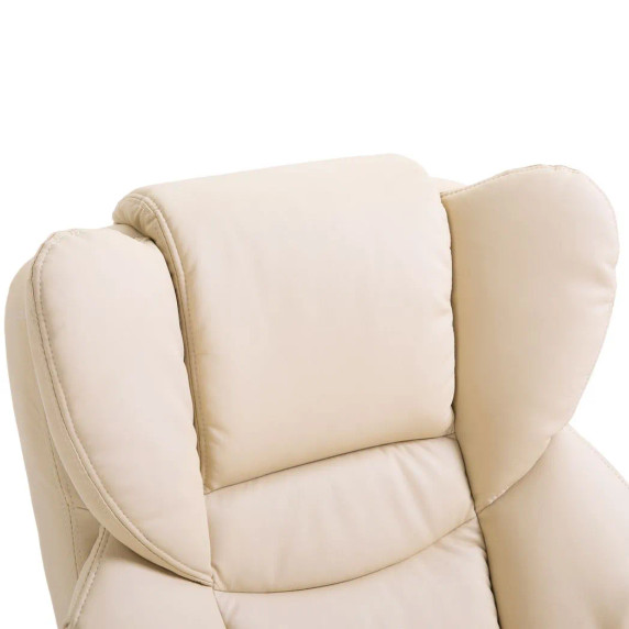 Padded PU Leather Manual Reclining Armchair Sofa Chair w/ Footstool Cream