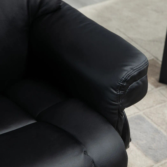 Padded PU Leather Manual Reclining Armchair Sofa Chair w/ Footstool Black