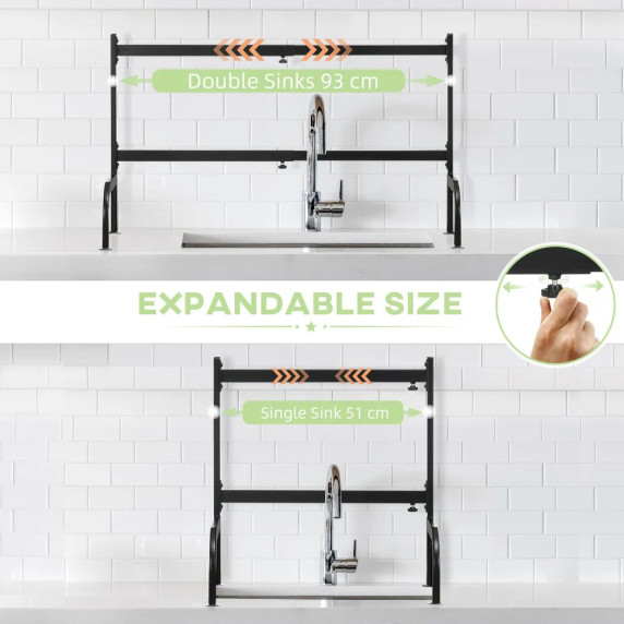 Space Saving Over The Sink Dish Drying Rack, 2 Tier Adjustable Dish Drainer