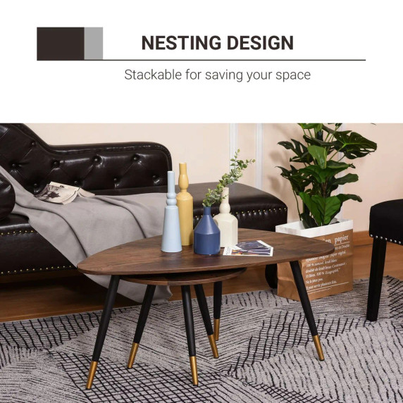 Nesting Coffee Tables Set of 2 Stackable End Tables Sofa Side Desk Home Office