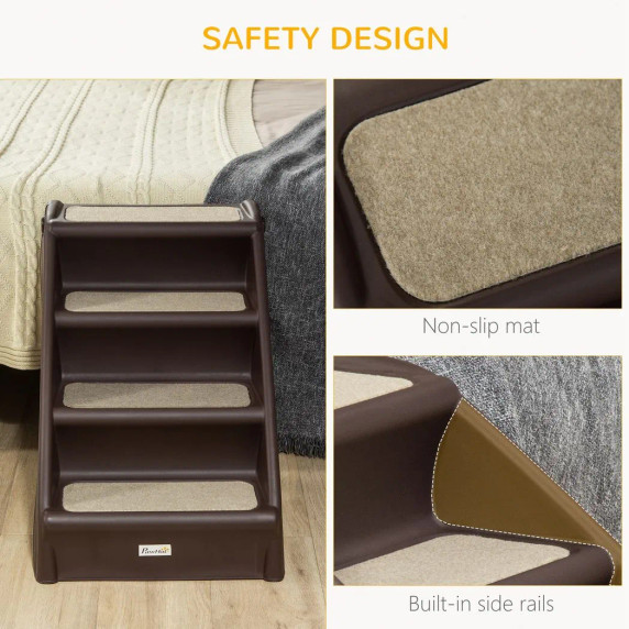 Image: Brown Portable Dog Steps for Bed and Sofa - Ideal for Small Dogs Under 10 kg