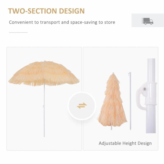 Patio Garden Hawaii Beach Sun Umbrella Sunshade Hawaiian Folding Tilting Parasol