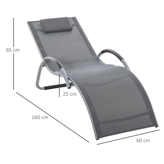 Lounger Chair Portable Armchair with Removable Pillow for Beach Yard Dark Grey