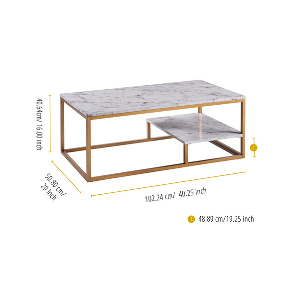 Marmo Modern Wooden Marble Effect Coffee Table Living Room