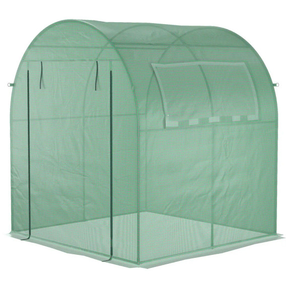 Polytunnel Greenhouse for Garden W/ Mesh Window and Steel Frame, 1.8 x 1.8 x 2 m