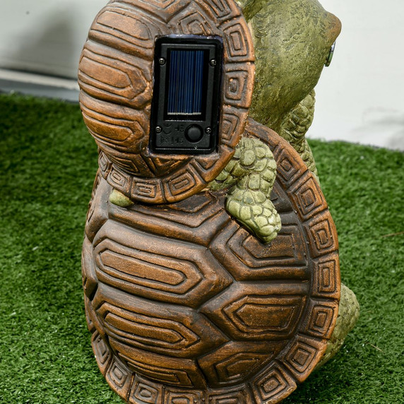 Vivid 2 Tortoises Sculpture Garden Statue with Solar LED Light Outdoor Ornament