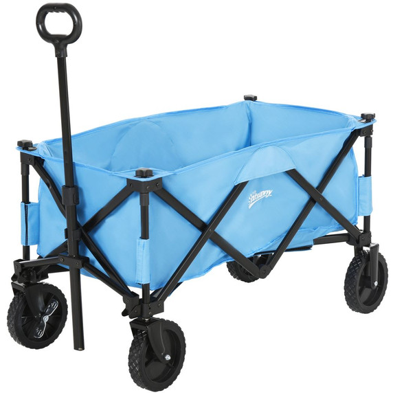 Pull Along Cart Folding Cargo Wagon Trailer Trolley For Beach Garden w/ Handle