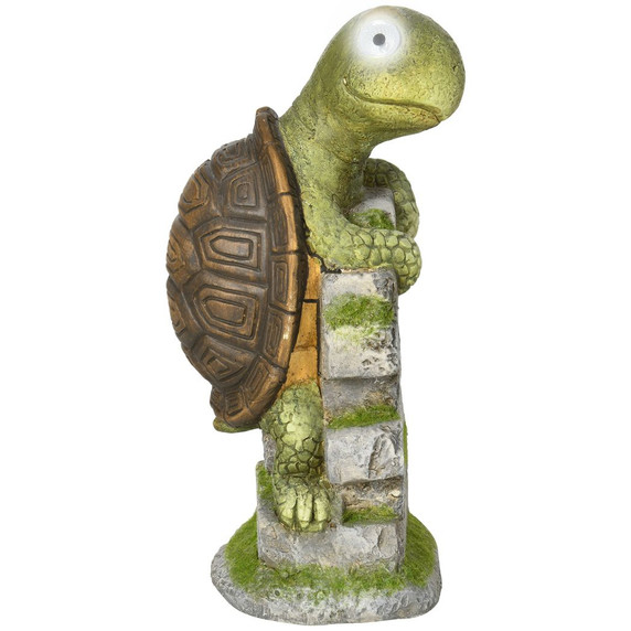 Vivid Tortoise Sculpture Garden Statue with Solar LED Light Outdoor Ornament