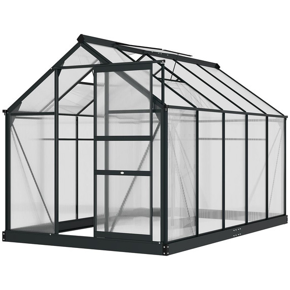 Polycarbonate Walk-In Garden Greenhouse Aluminium Frame w/ Slide Door 6 x 10ft