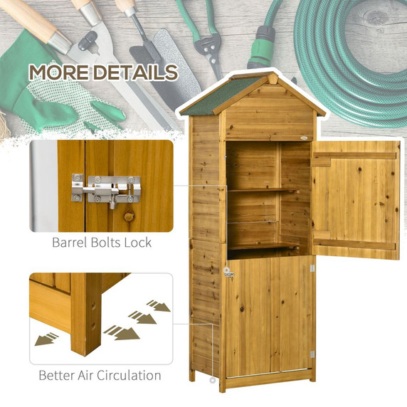 Wooden Garden Storage Shed Tool Cabinet w/ Two Lockable Door 191.5x79x49cm