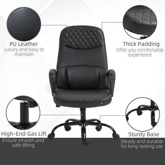 High Back Massage Office Chair with Adjustable Height Lumbar Support Black