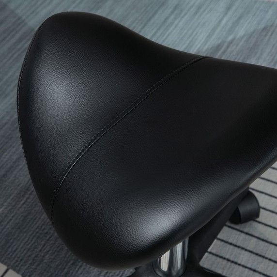 Saddle Stool PU Leather Adjustable Rolling Salon Chair Steel Frame for Massage