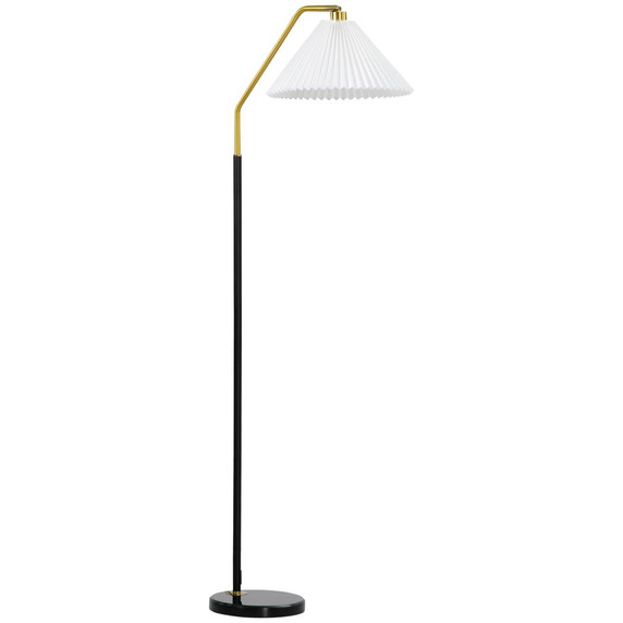 Modern Floor Lamp w/ Pleated Adjustable Lampshade, Standing Lamp for Bedroom