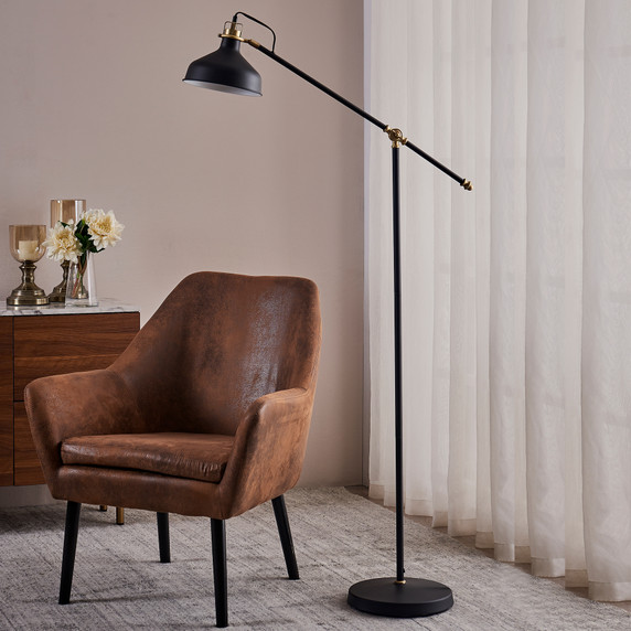 Mia Standard Task Floor Lamp, Adjustable Reading Spot Light, Black