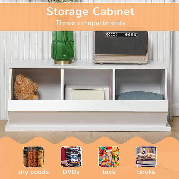 Storage Cabinet, 3 Compartments Cupboard, for Living Room, Nursery Room