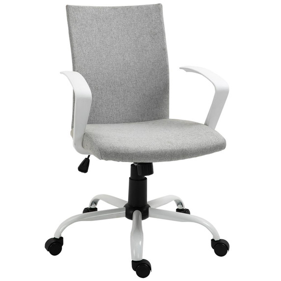 Office Chair Linen Swivel Computer Desk Chair Home Study Task Chair, Light Grey