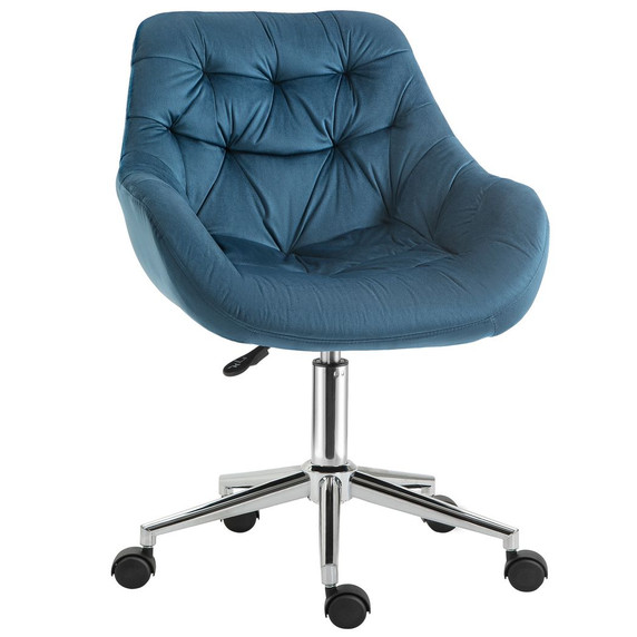 Velvet Home Office Chair Comfy Desk Chair w/ Adjustable Height Armrest Blue