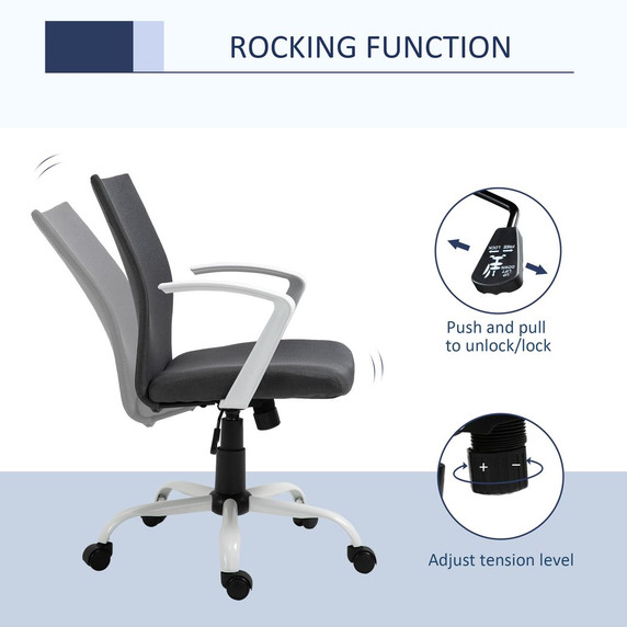 Office Chair Linen Swivel Computer Desk Chair Home Study Task Chair, Dark Grey