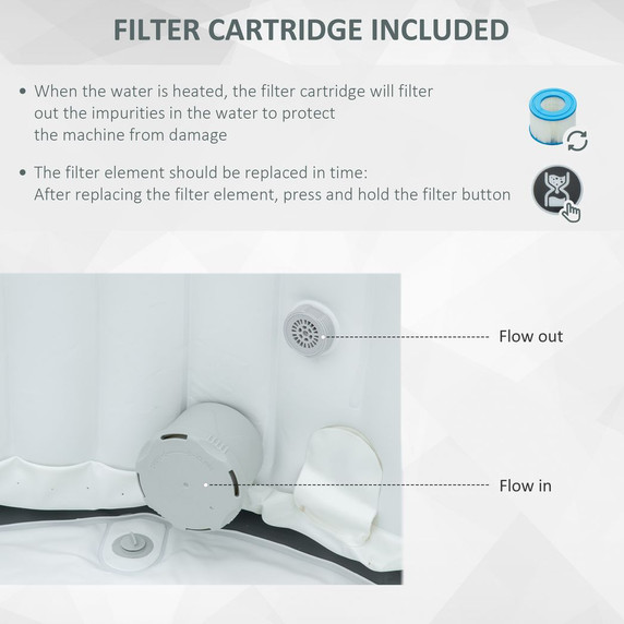 Outsunny Round Inflatable Hot Tub Bubble Spa in Light Grey - 4 Person, Surrounding Jets, Efficient Heating, Easy Pump Operation
