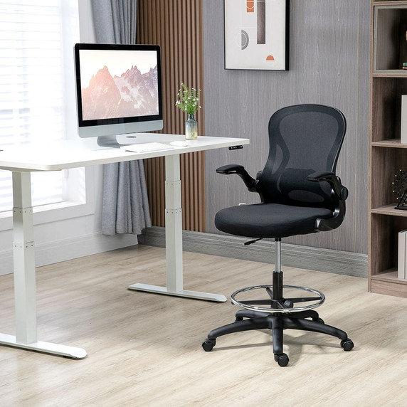Vinsetto Tall Office Chair - Black Draughtsman Chair