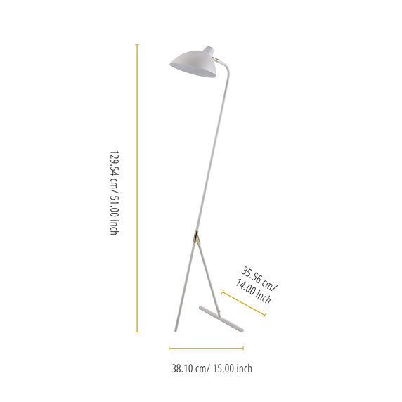 Delicata Monopod Standard Task Floor Lamp, White Reading Spot Light