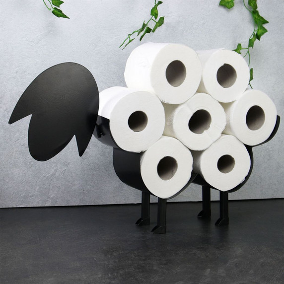 Image: Pukkr Sheep Toilet Roll Holder - A charming and functional bathroom organizer with a capacity for 7 toilet rolls, in a playful sheep design