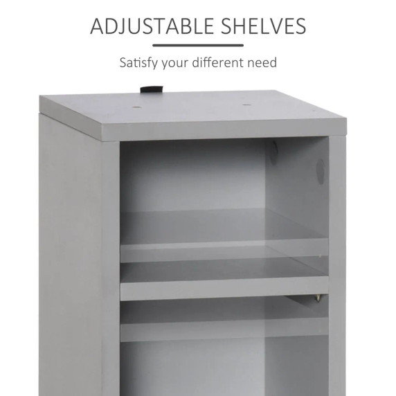 Set of 2 CD Media Display Shelf Unit Tower Rack w/ Adjustable Shelves Grey