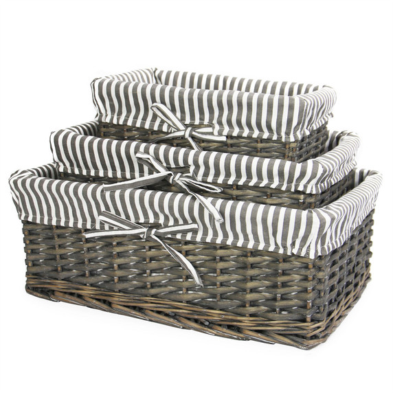 Grey Wicker Baskets Set of 3 | M&W