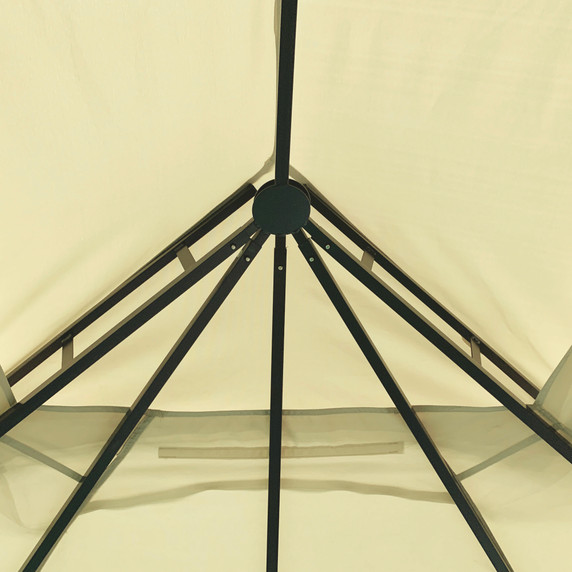 3.7 x 3m Patio Gazebo Canopy Mosquito Net, Metal Frame, Beige