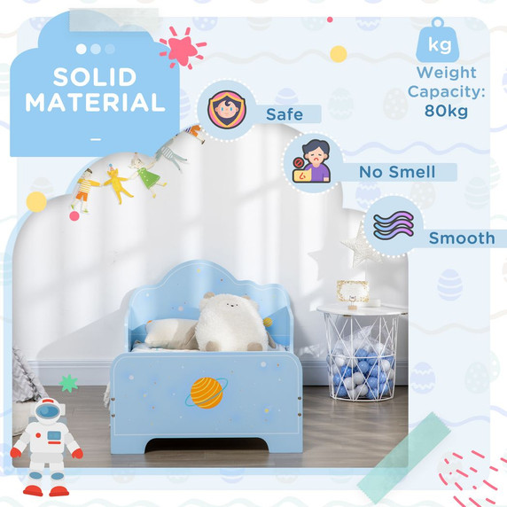 ZONEKIZ Toddler Bed w/ Space-themed Patterns, for Boy, Girls, Ages 3-6 Years