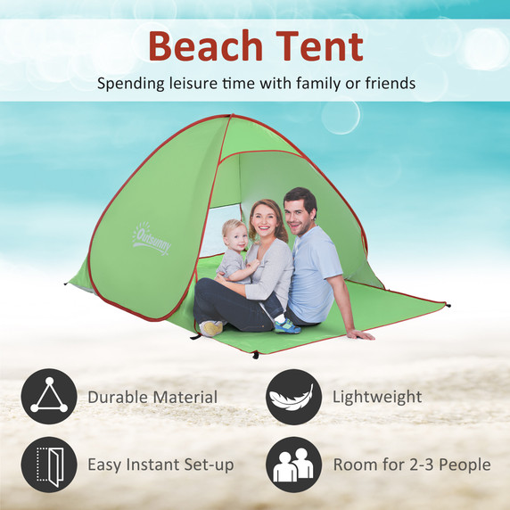 Beach Tent Instant Camping Pop up Tent Sun Shade Shelter, Green Outsunny