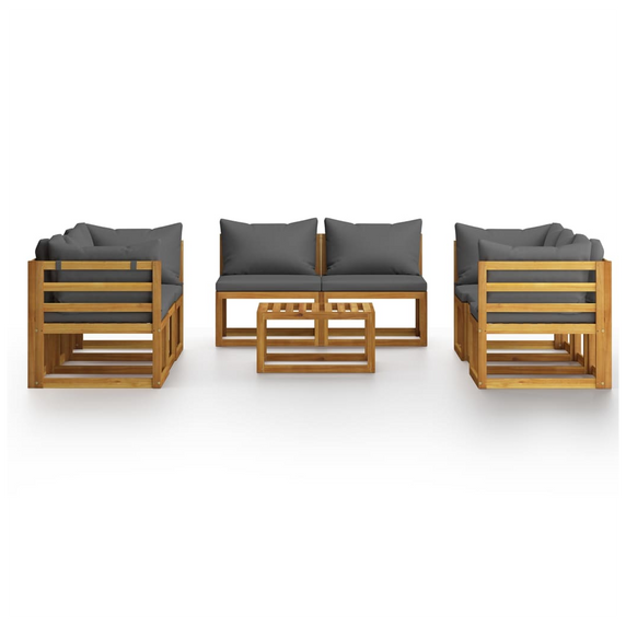 9 Piece Garden Lounge Set with Cushions Solid Wood Acacia