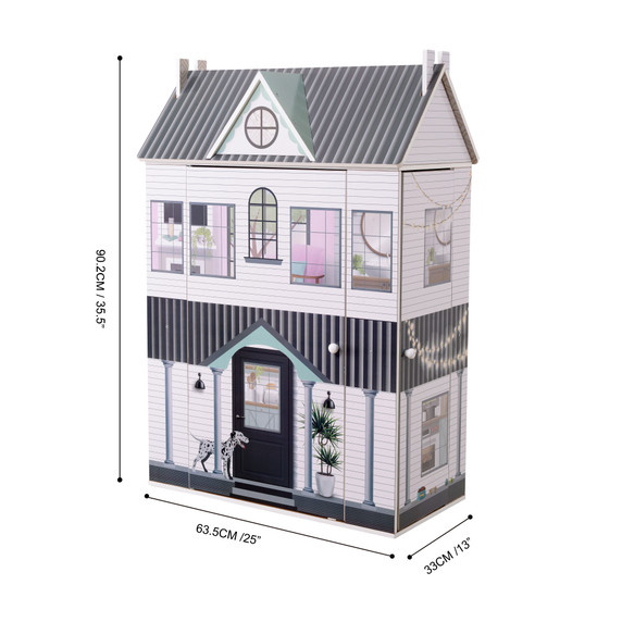 Olivia's Little World Kids Wooden Doll House 3 Floors & 13 Accessories