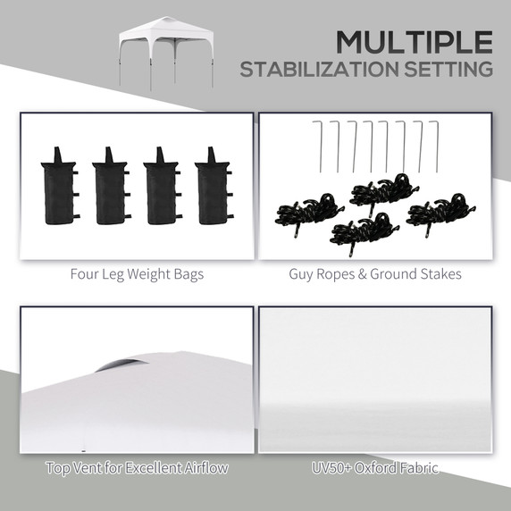 Outsunny 3x3M Pop Up Gazebo - Adjustable Height and UV50+ Canopy