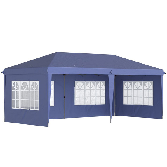 Outsunny 3 x 6m Heavy Duty Gazebo Marquee Party Tent in Blue - Spacious and Versatile Outdoor Shelter