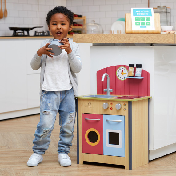 Porto Small Interactive Wooden Kitchen Playset &  4 Accessories